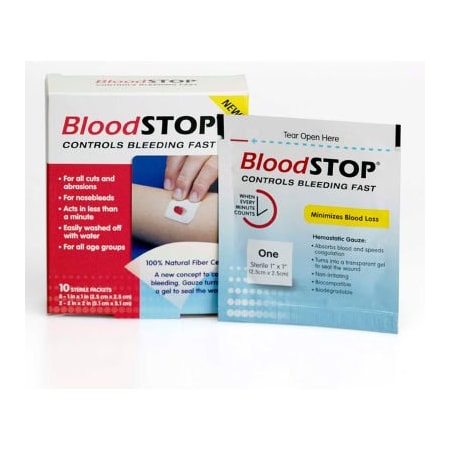 Lifescience Plus BloodSTOP Hemostatic Matrix For External Wounds 2in x 2in, 20/per box BS-10